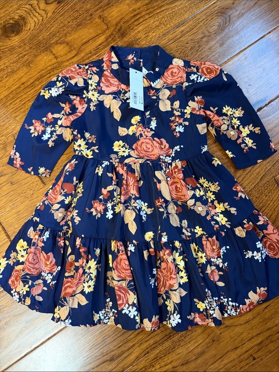Janie and Jack Other - Girls' Navy Floral Tiered Dress - Brand:Janie and Jack